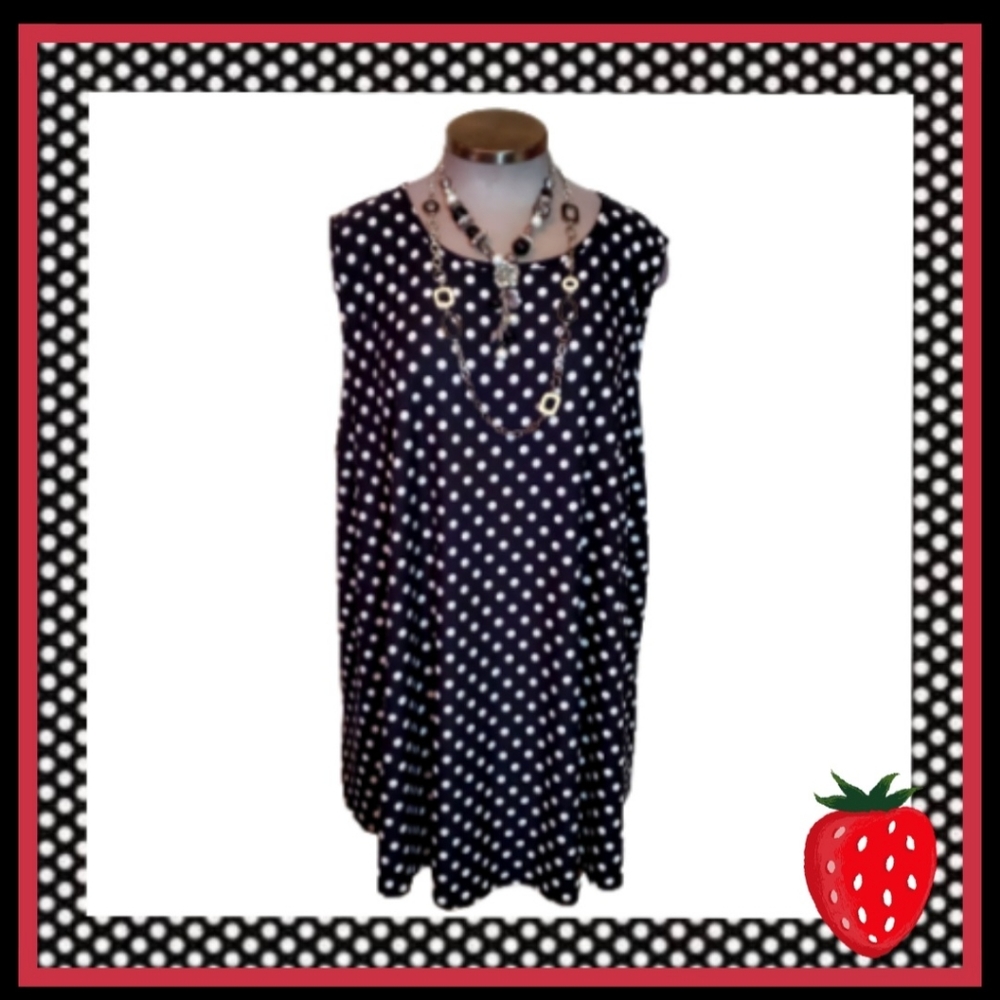 POLKA-DOT ☆ A-LINE ☆ SLEEVELESS TUNIC TOP ☆ 5X